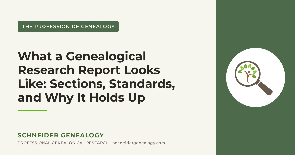 What a Genealogical Research Report Looks Like: Sections, Standards, and Why It Holds Up - Schneider Genealogy